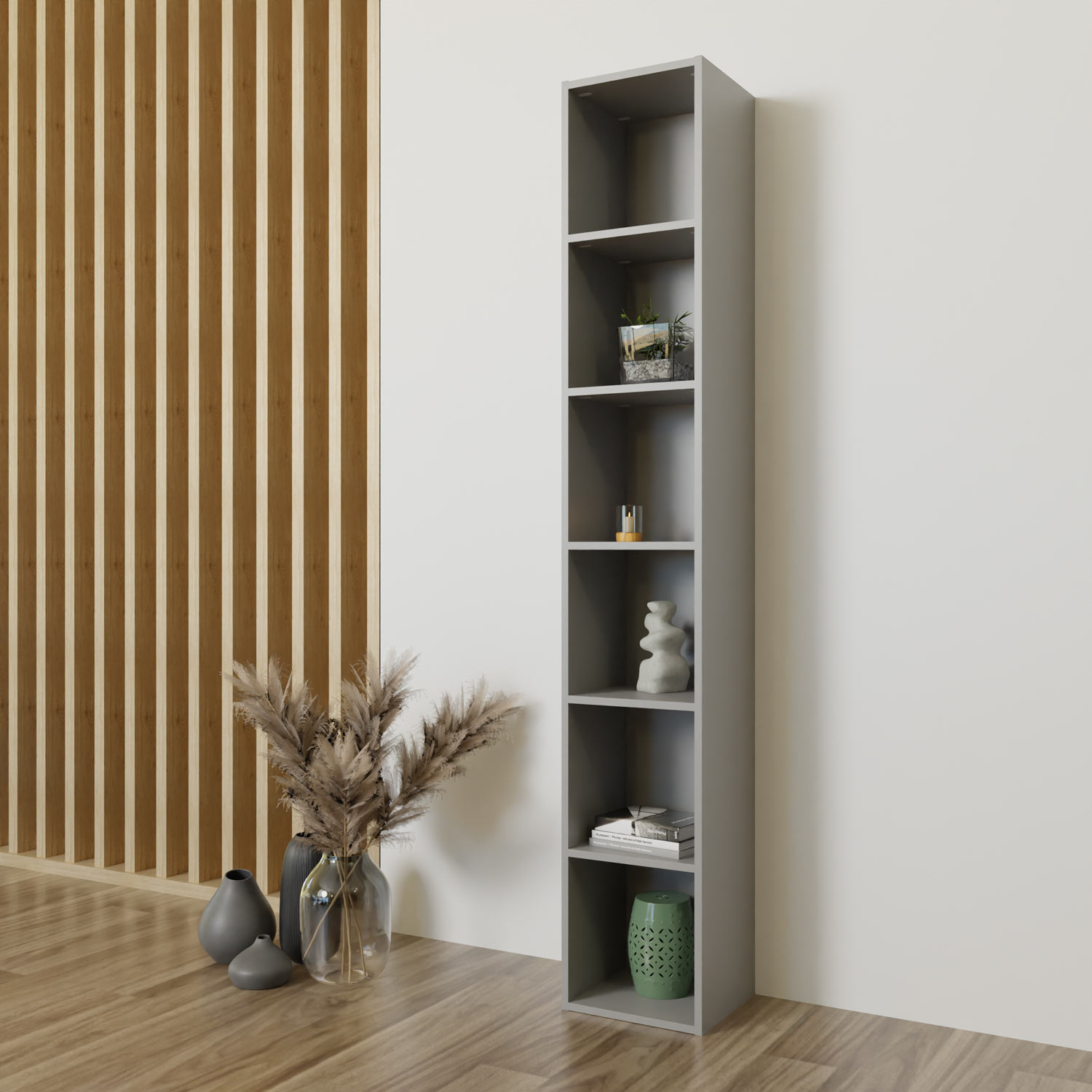 Colonne bibliothèque grise - Tikideco Colonne bibliothèque grise - Tikideco